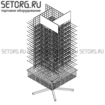 Торговая стойка с корзиной и крючками универсальная