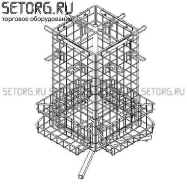 Торговая стойка настольная с корзинами и крючками