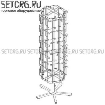 Торговая стойка с карманами шестигранная