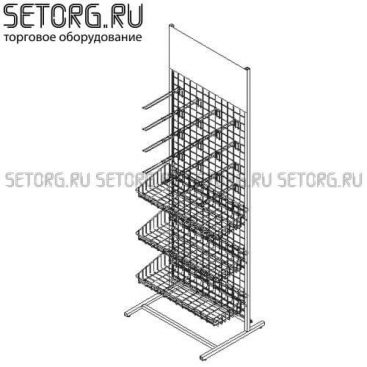 Торговая стойка с крючками и корзинами