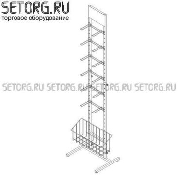 Торговая стойка с корзиной и крючками