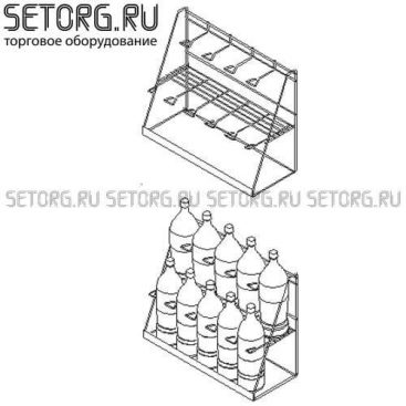 Торговый дисплей с полками для ПЭТ бутылок
