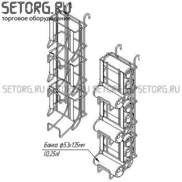 Дисплей E-on гравитация 4 банки 0,25мл | Торговое оборудования из проволоки | SeTorg.RU