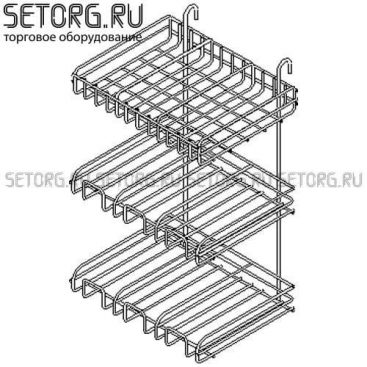 Навесной торговый дисплей с полками Plaster 3 | Торговое оборудования из проволоки | SeTorg.RU