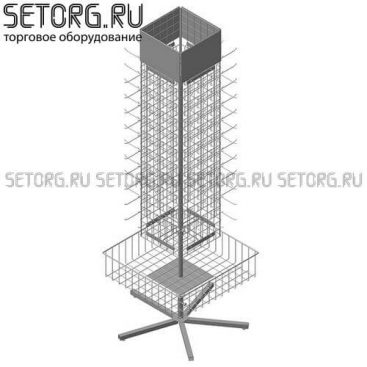 Торговая стойка вращающаяся с корзиной | Торговое оборудования из проволоки | SeTorg.RU